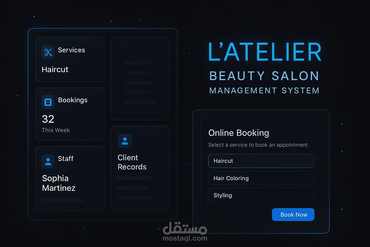 نظام إدارة صالون L’Atelier + موقع إلكتروني