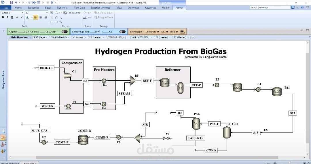 Aspen PLUS (Hydrogen Production from Biogas)