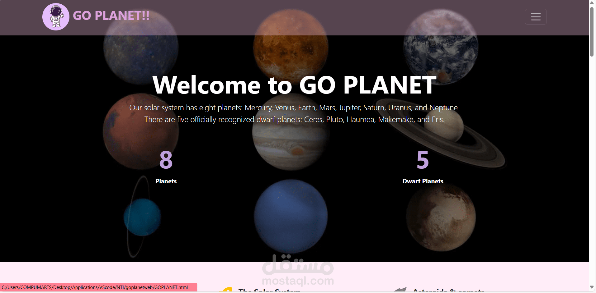 موقع ويب متجاوب (Responsive Front-End Website)