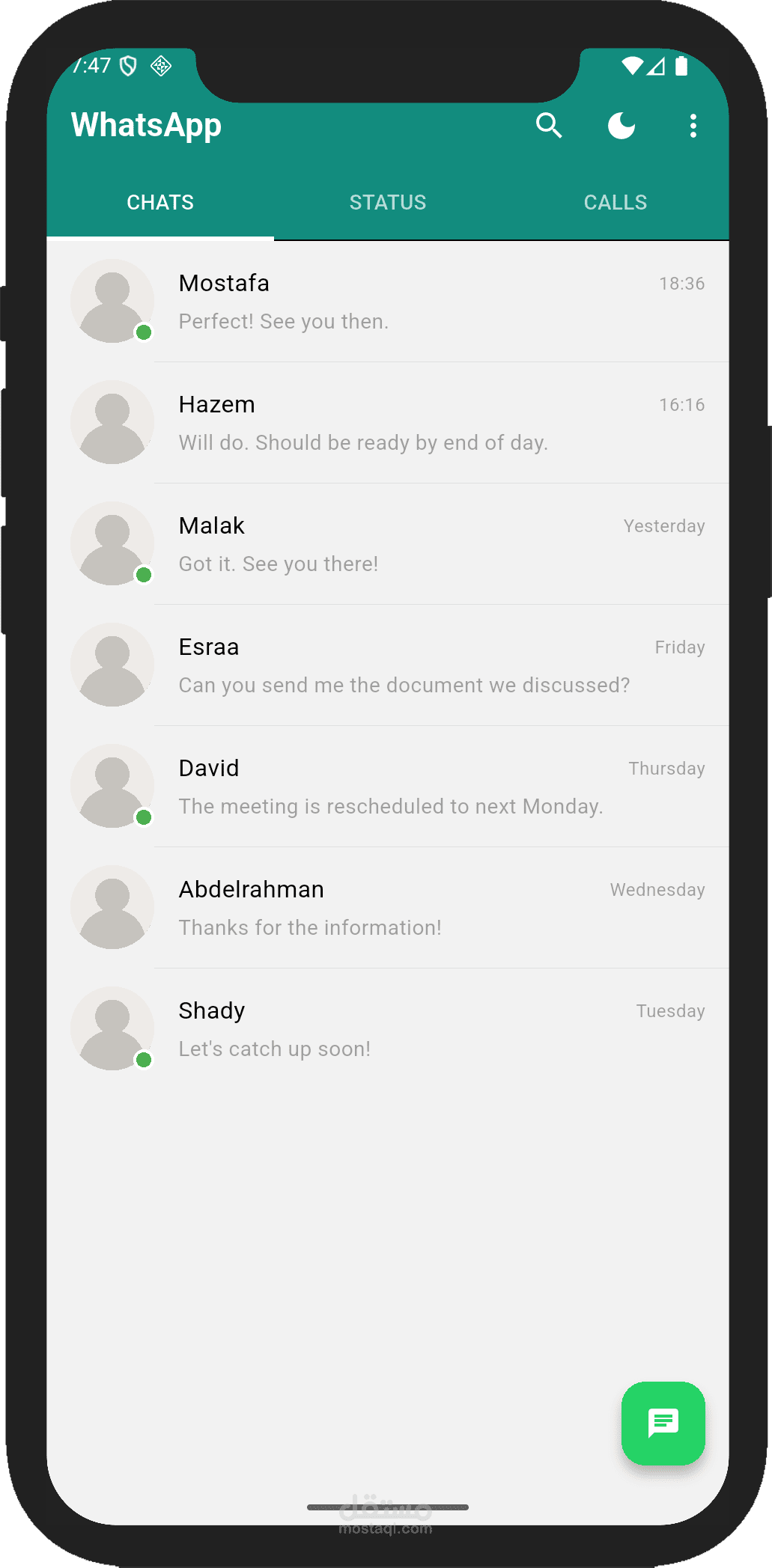 تطبيق محاكاة واتساب باستخدام Flutter — مهمة Zytronic