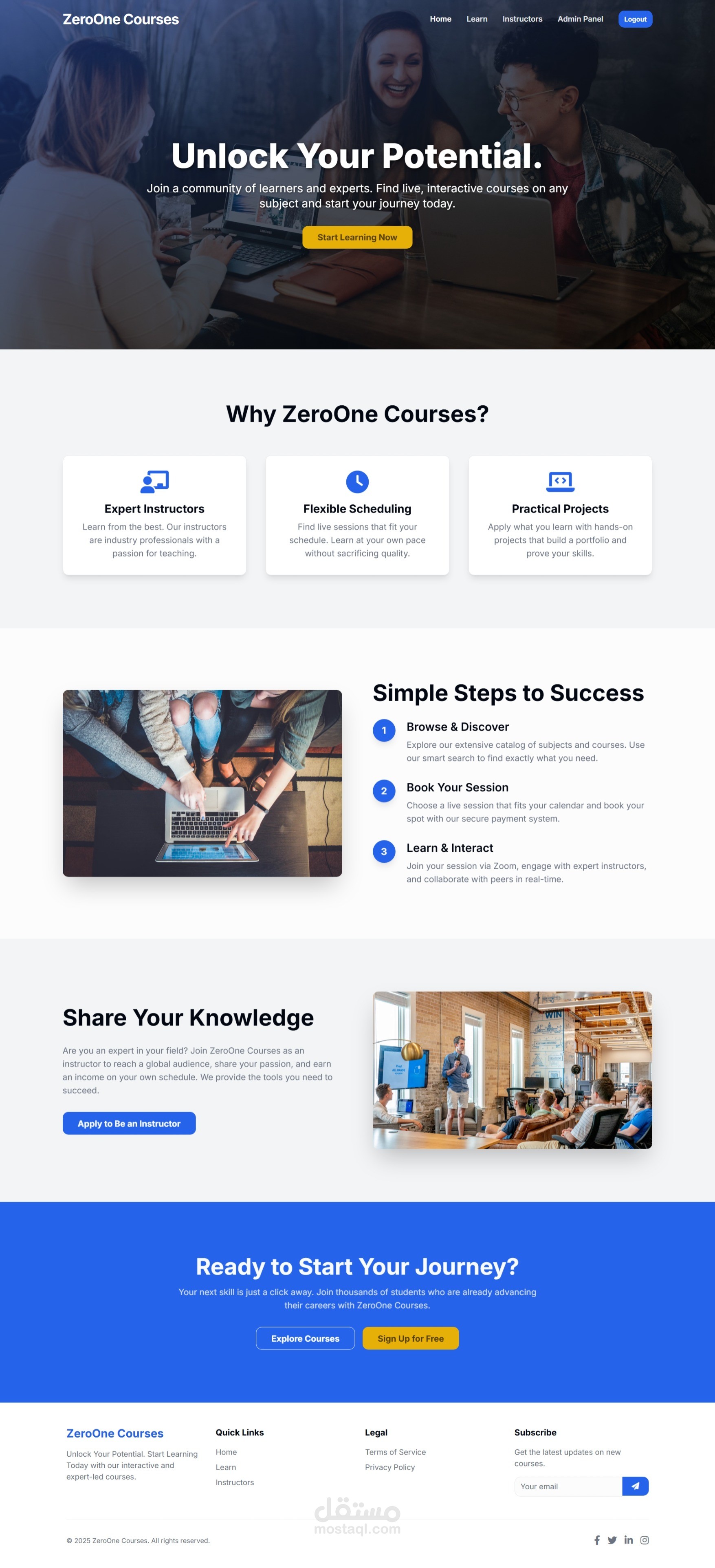 ZeroOne Live Courses platform