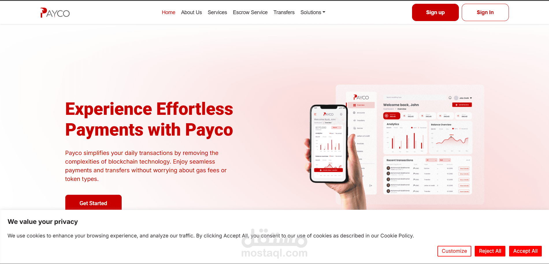 Payco Platform Front-End Design & Development with Direct Platform Access