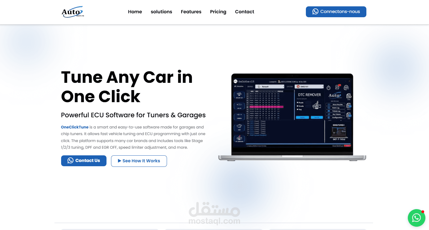 مشروع تطوير موقع OneClickTune الرسمي