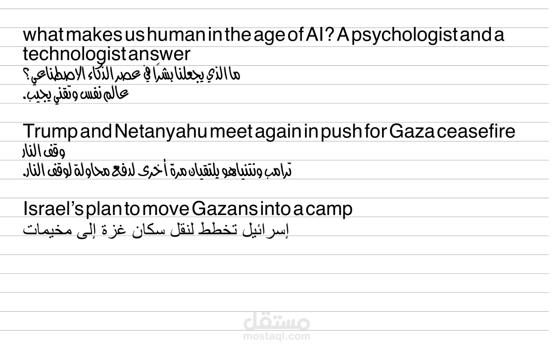 ترجمة عناوين الأخبار بين الإنجليزية والعربية