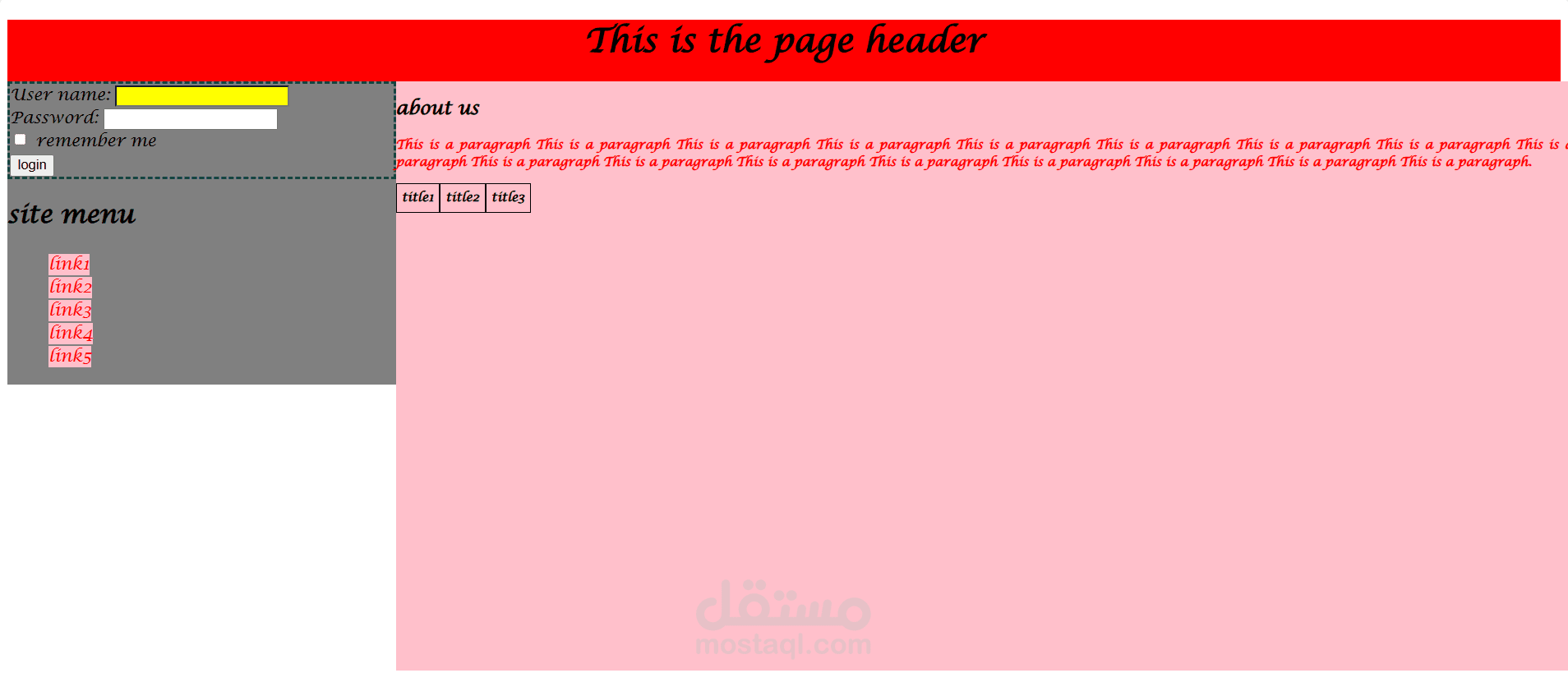 تدريب على Css , Html