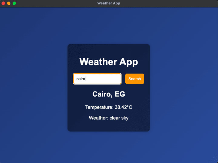Weather app using electron.js