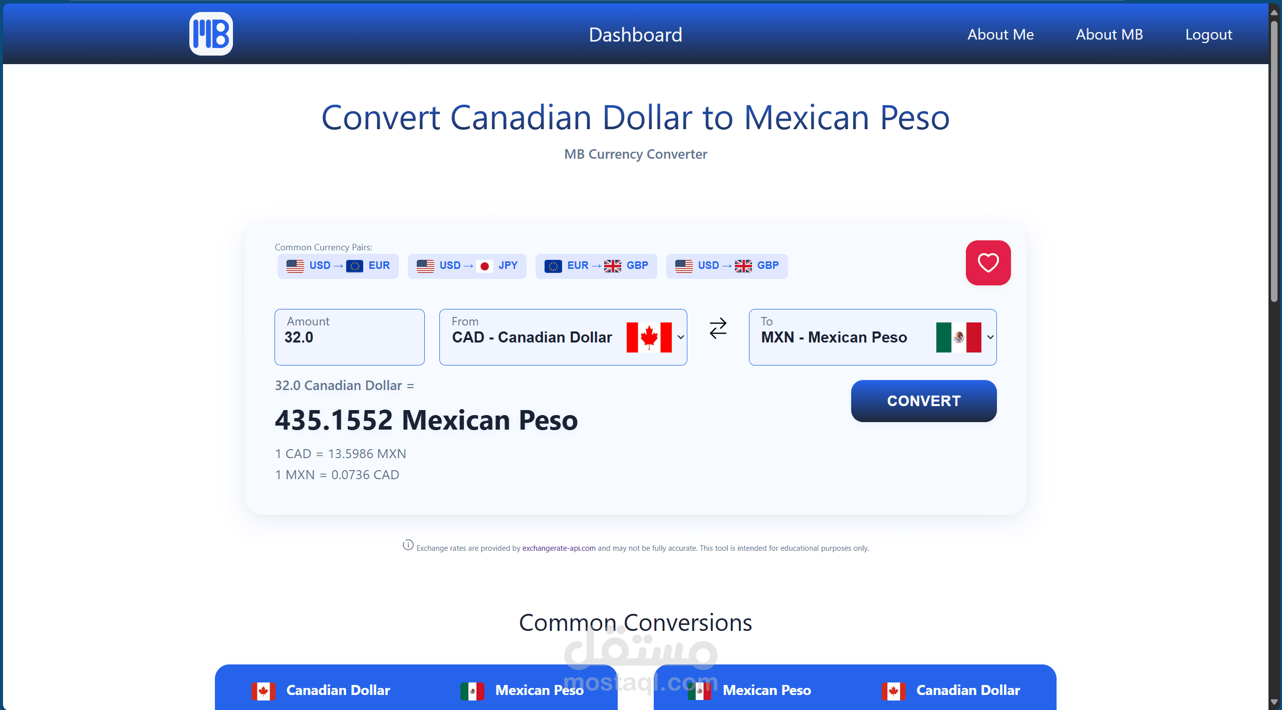 MB Currency Converter - Flask Web Appliction