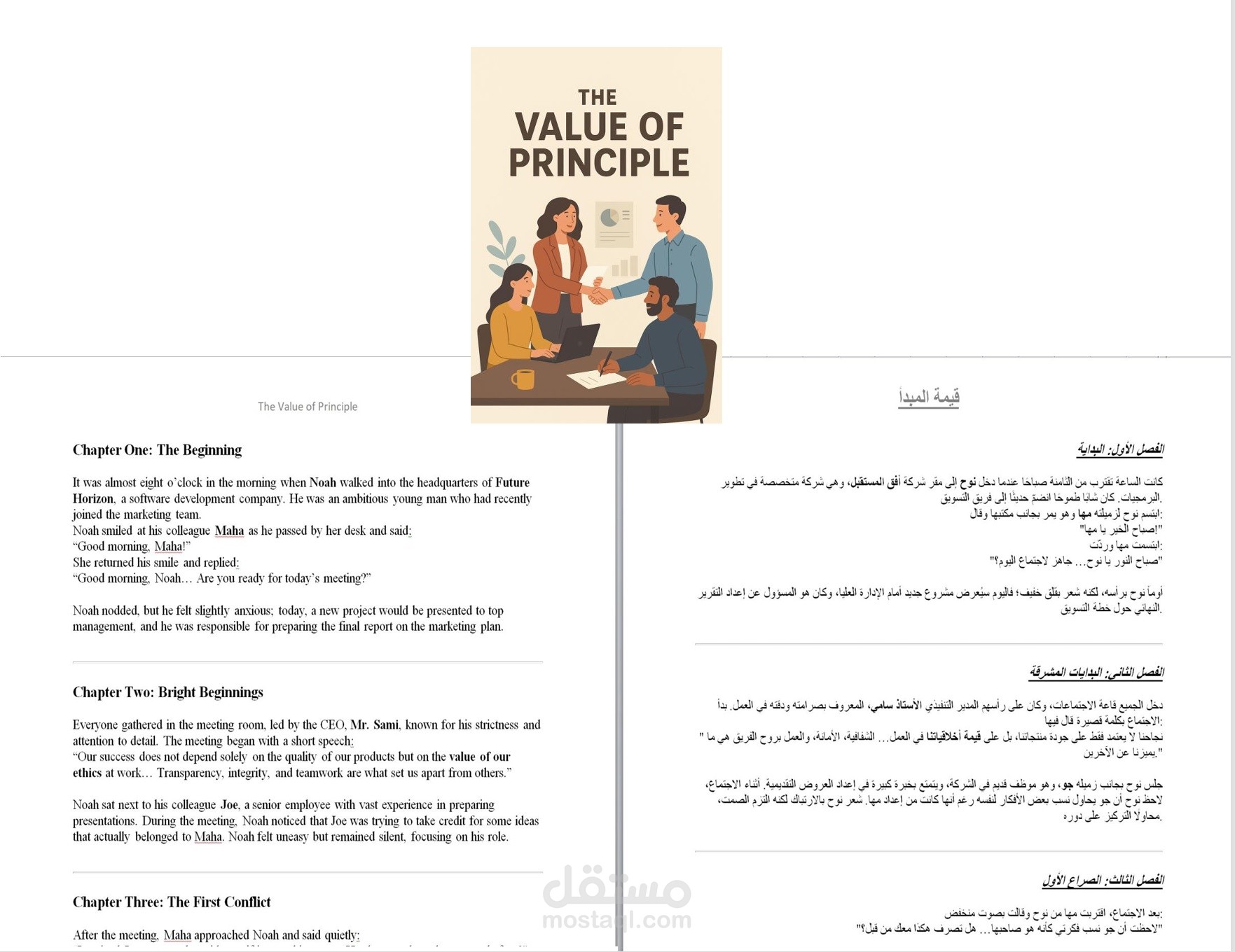 ترجمة قصة للأخلاق والمبادأ بين الموظفين من العربية الى الانجليزية