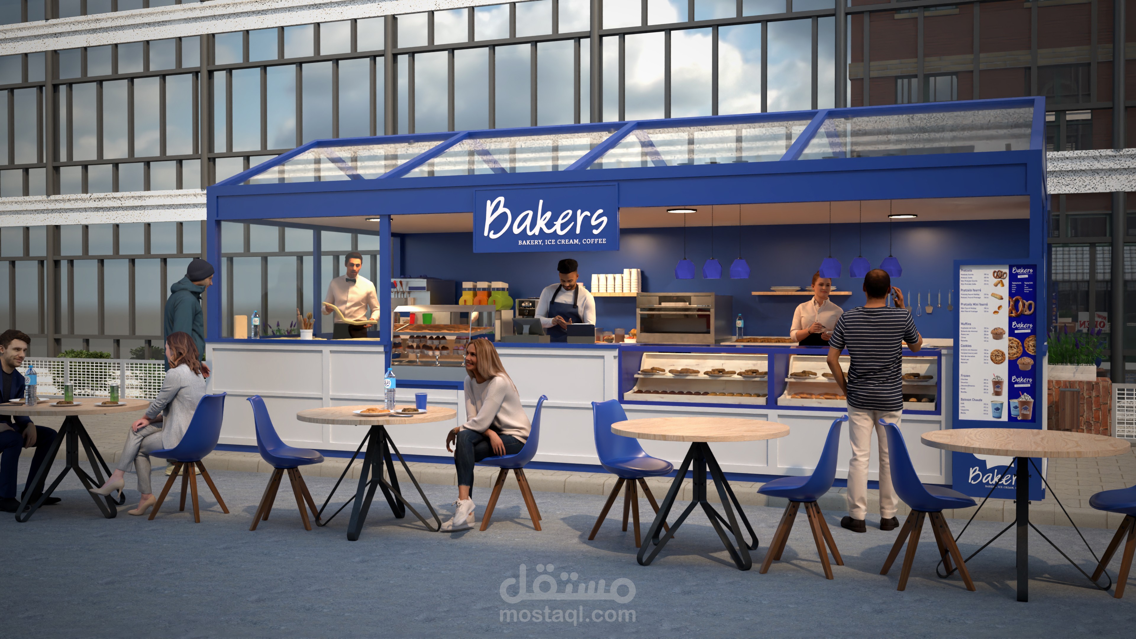 تصميم 3D لمقهى ومخبز