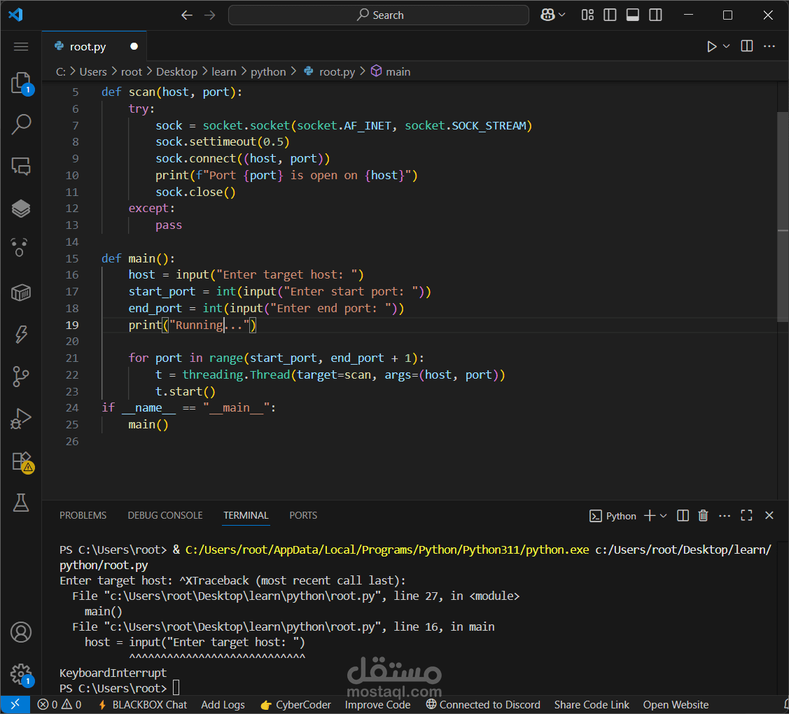 python port scanner using socket