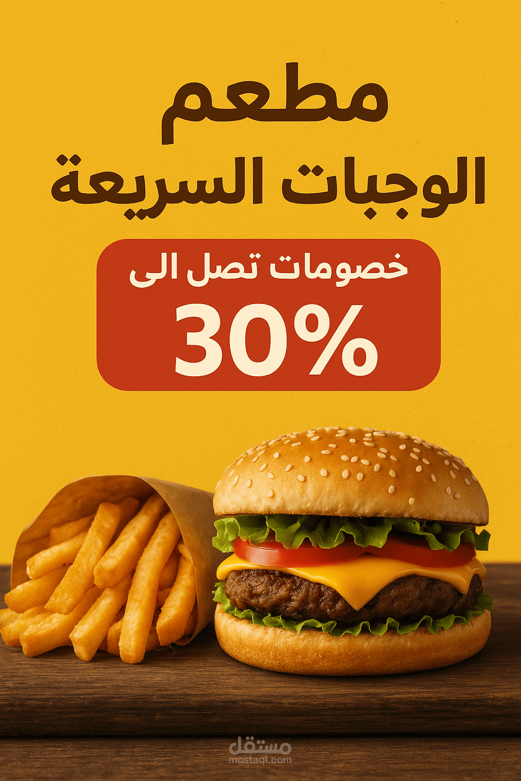 تصميم إعلان ترويجي لمطعم وجبات سريعة