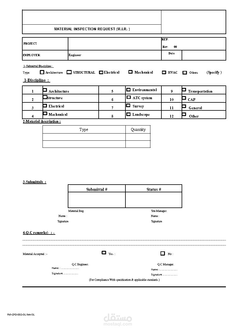 Material Inspection Request