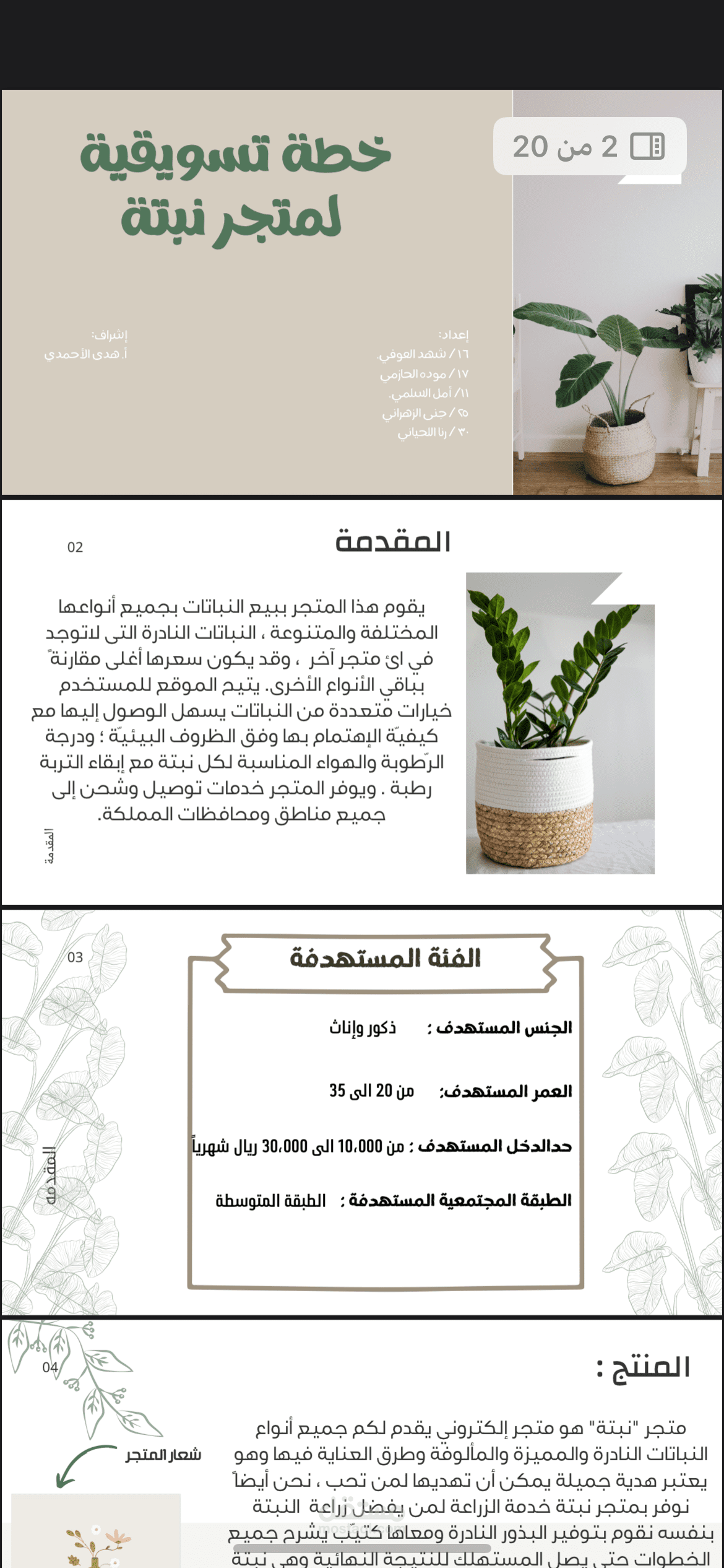 خطه تسويقيه لمتجر نباتات
