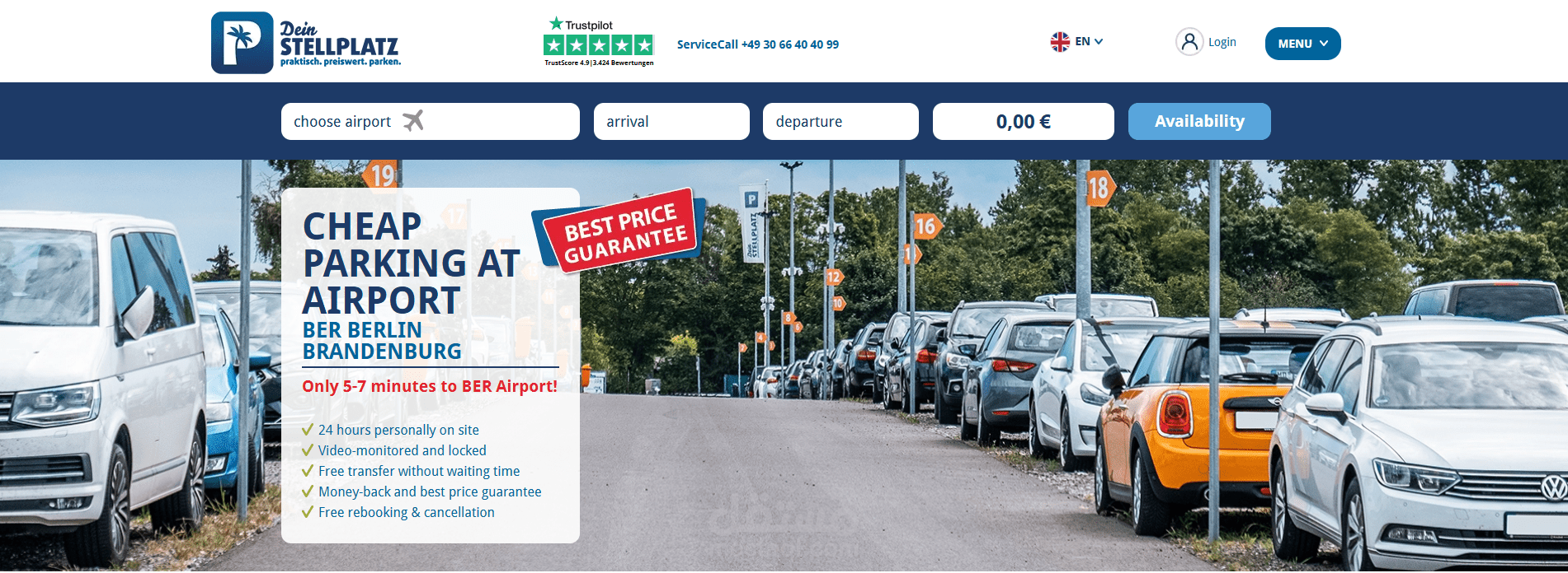 Dein Stellplatz – موقع لحجز مواقف سيارات بمطار BER
