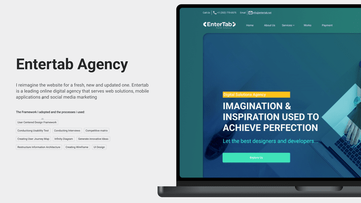 تحسين تجربة المستخدم لشركة Entertab