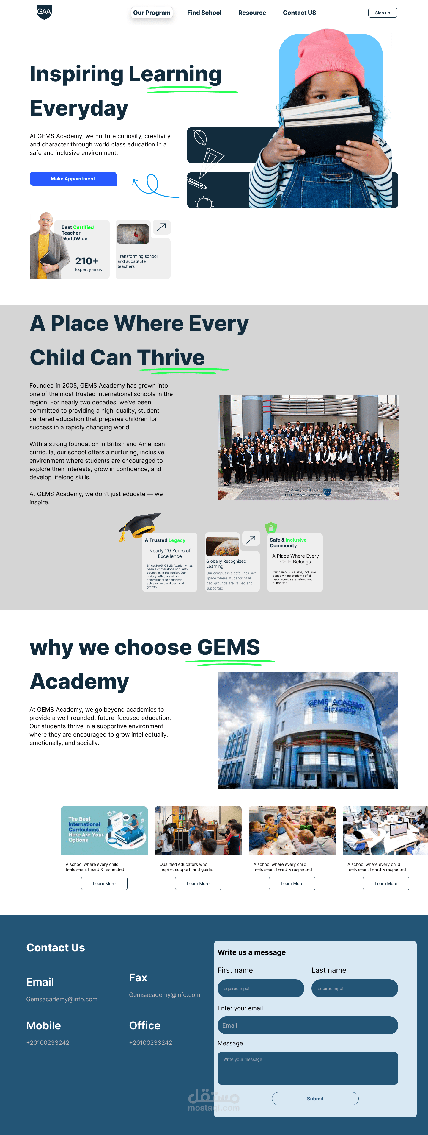 صفحة هبوط for GEMS Academy school
