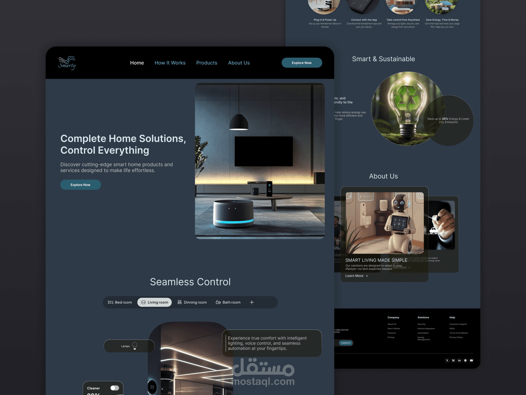 Smarty - تصميم Landing Page لمنتجات المنازل الذكية Smart Home