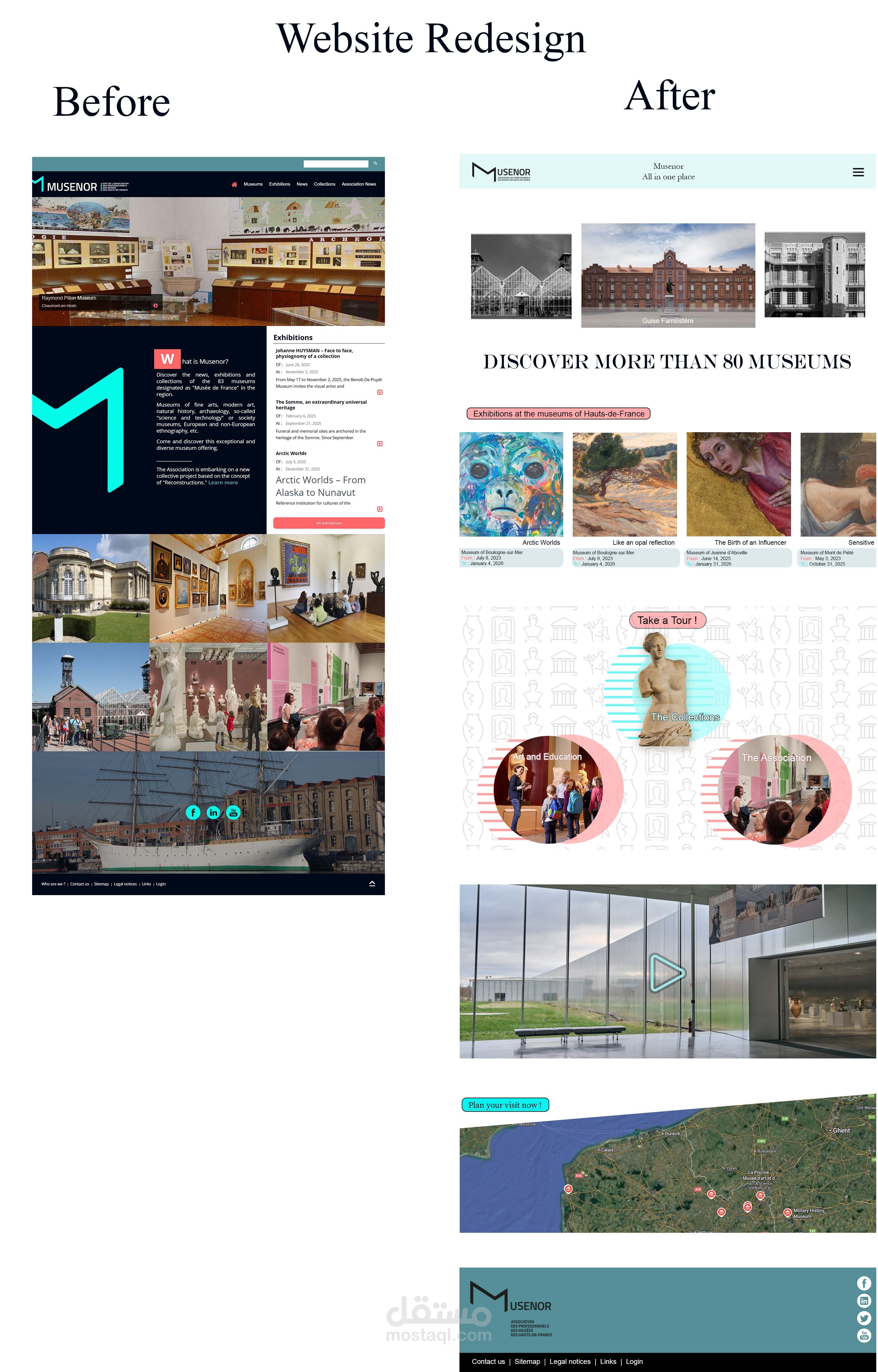 اعادة تصميم landing page لموقع الكتروني خاص بمجمع للمتاحف الفرنسية musenor