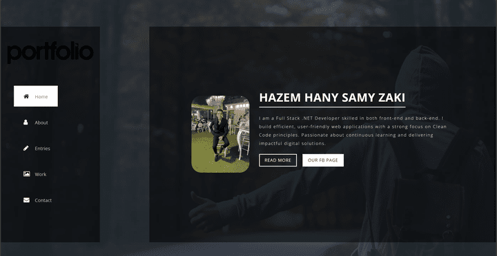 Responsive website portfolio for full stack developer .net