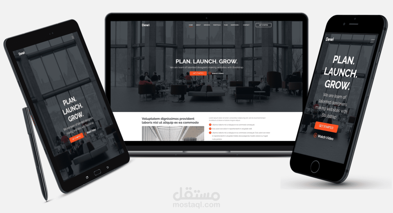 تصميم وتطوير موقع تعريفي (Landing Page) متجاوب باحترافية باستخدام Bootstrap