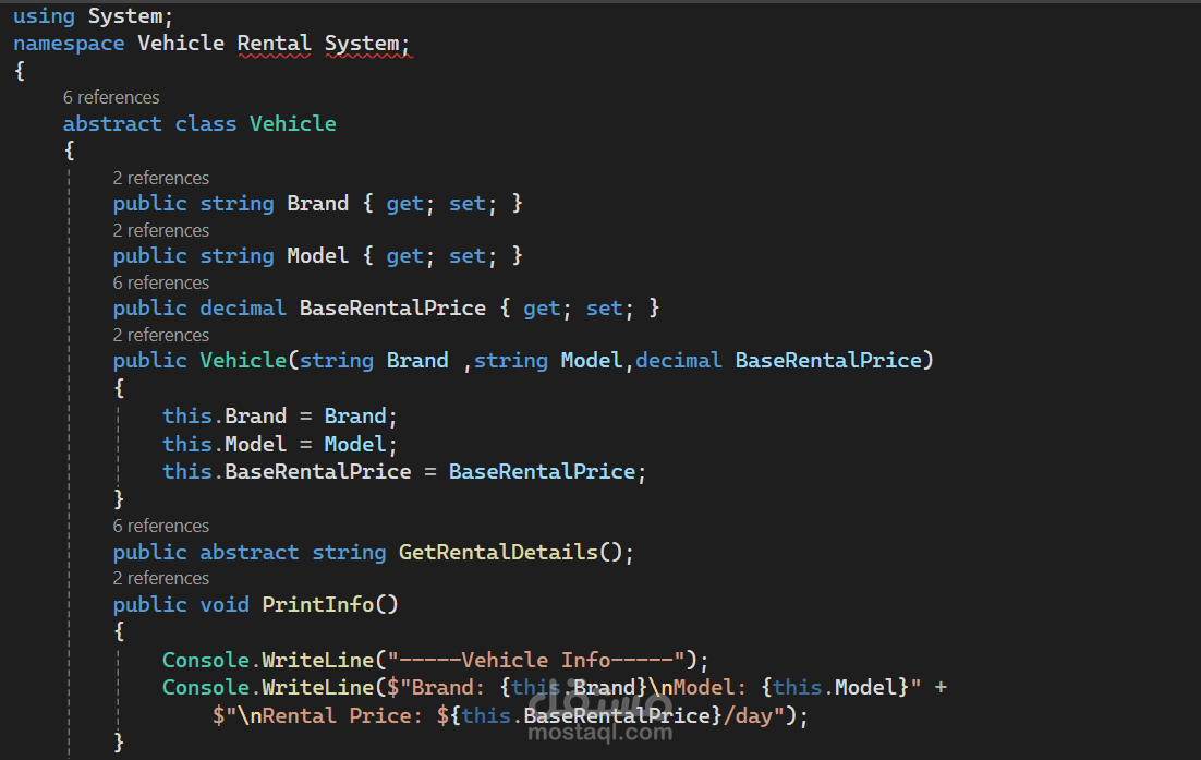 C# Object-Oriented Vehicle Rental Program (Source Code)
