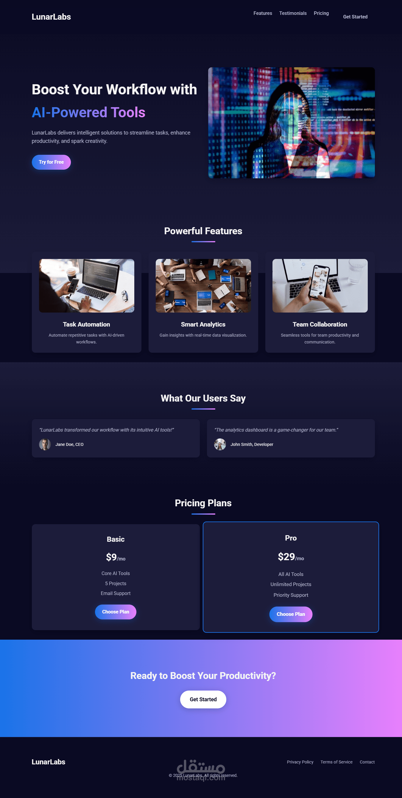 Landing Page – LunarLabs