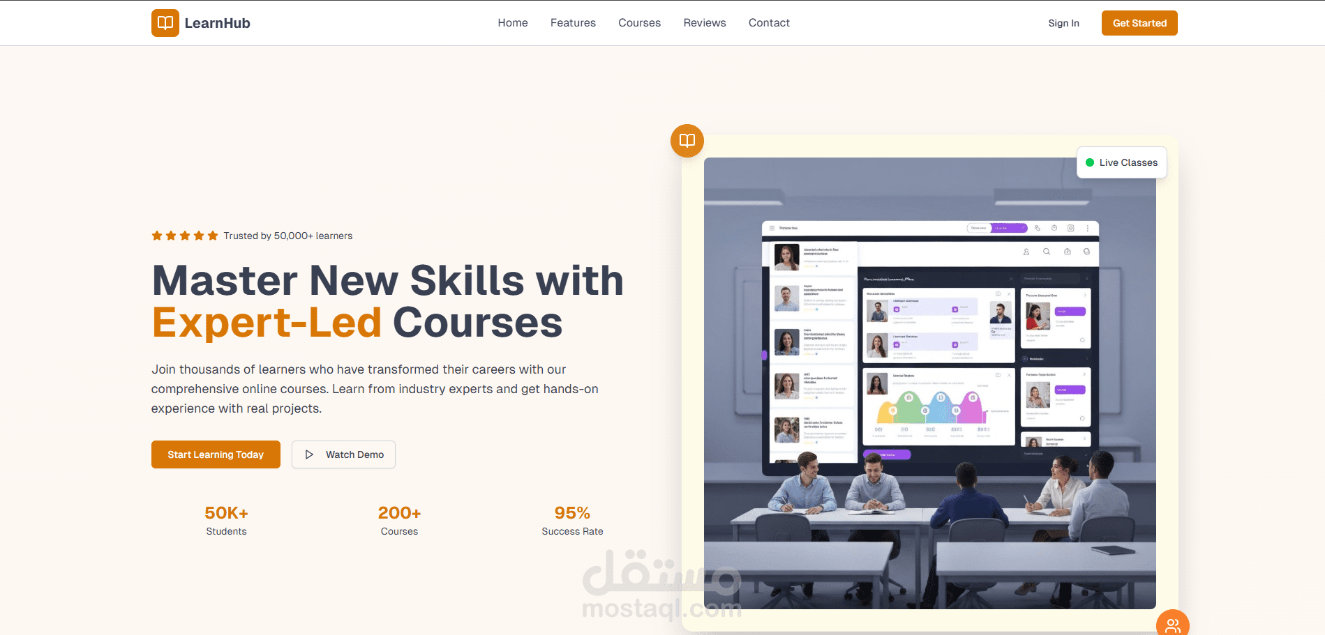 تصميم صفحة هبوط احترافية لمشروعك (Landing Page) - Learn Hub