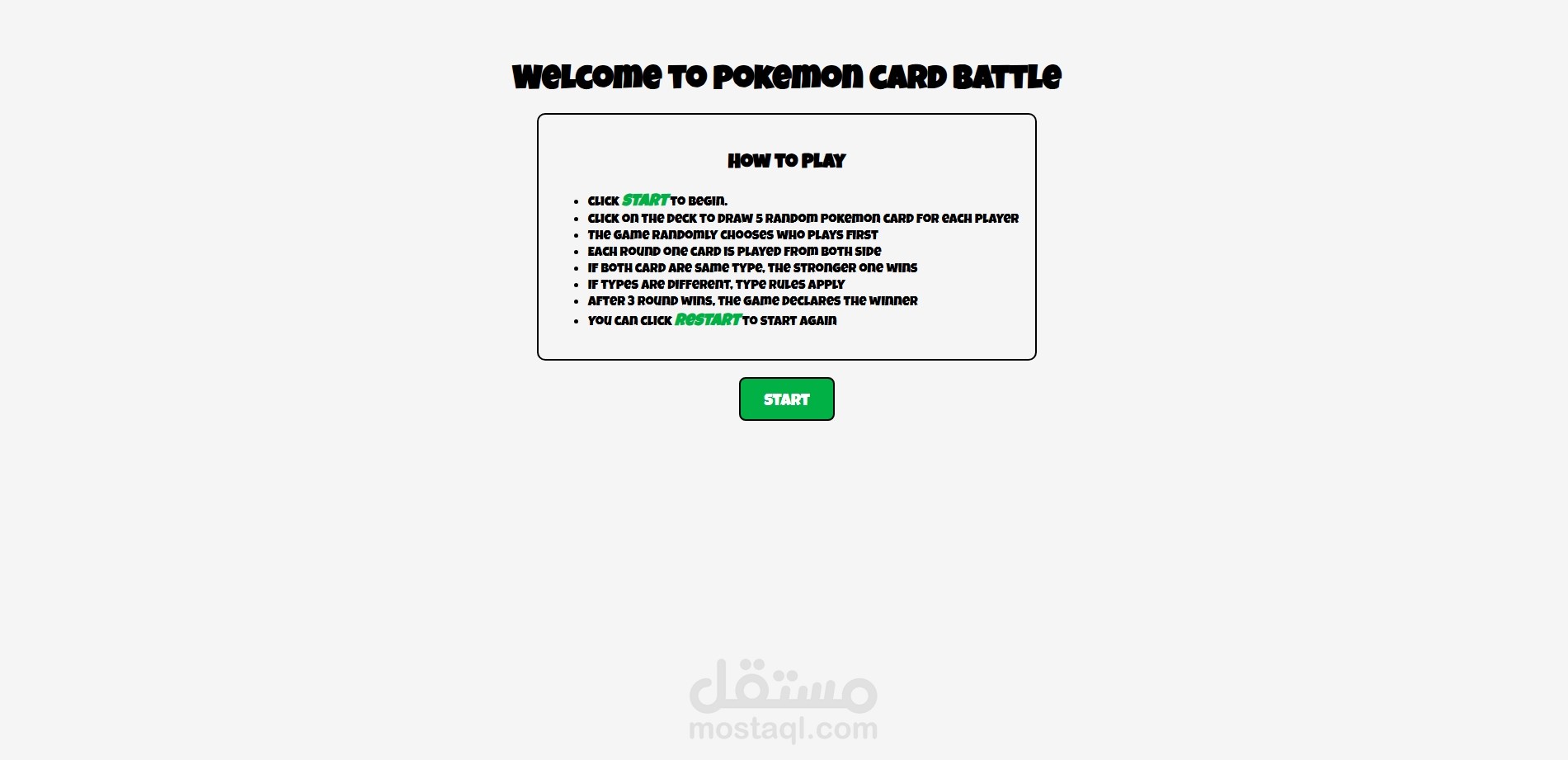 Pokemon Card Battle Game