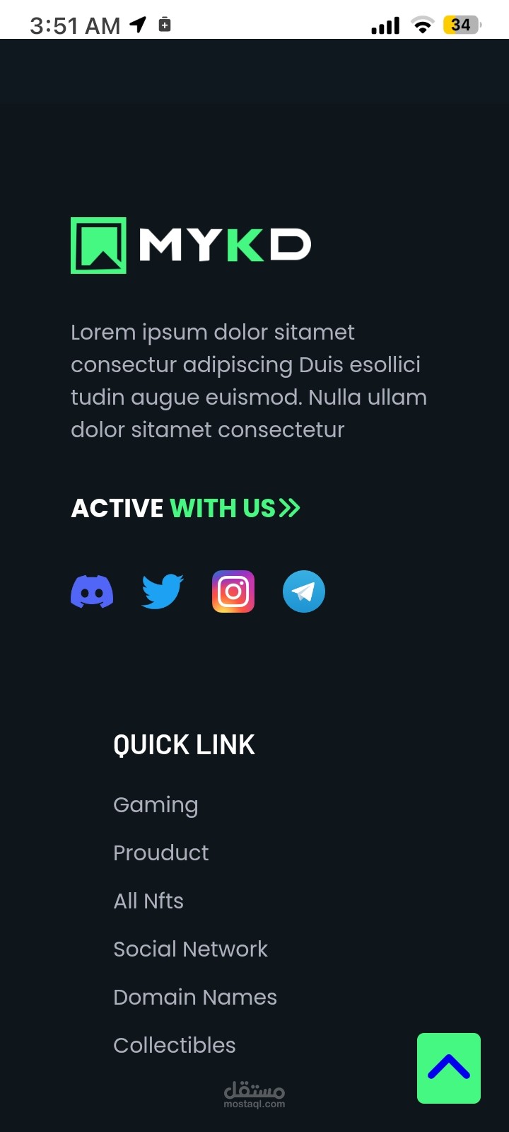 Landing page for gaming webseite