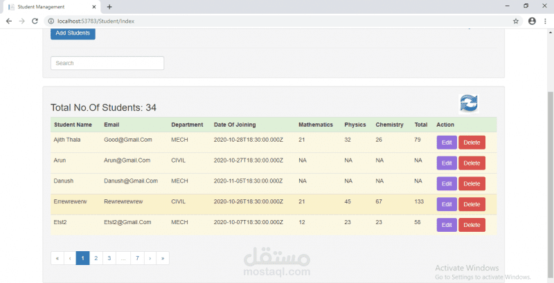 نظام إدارة طلاب باستخدام ASP.NET و SQL Server