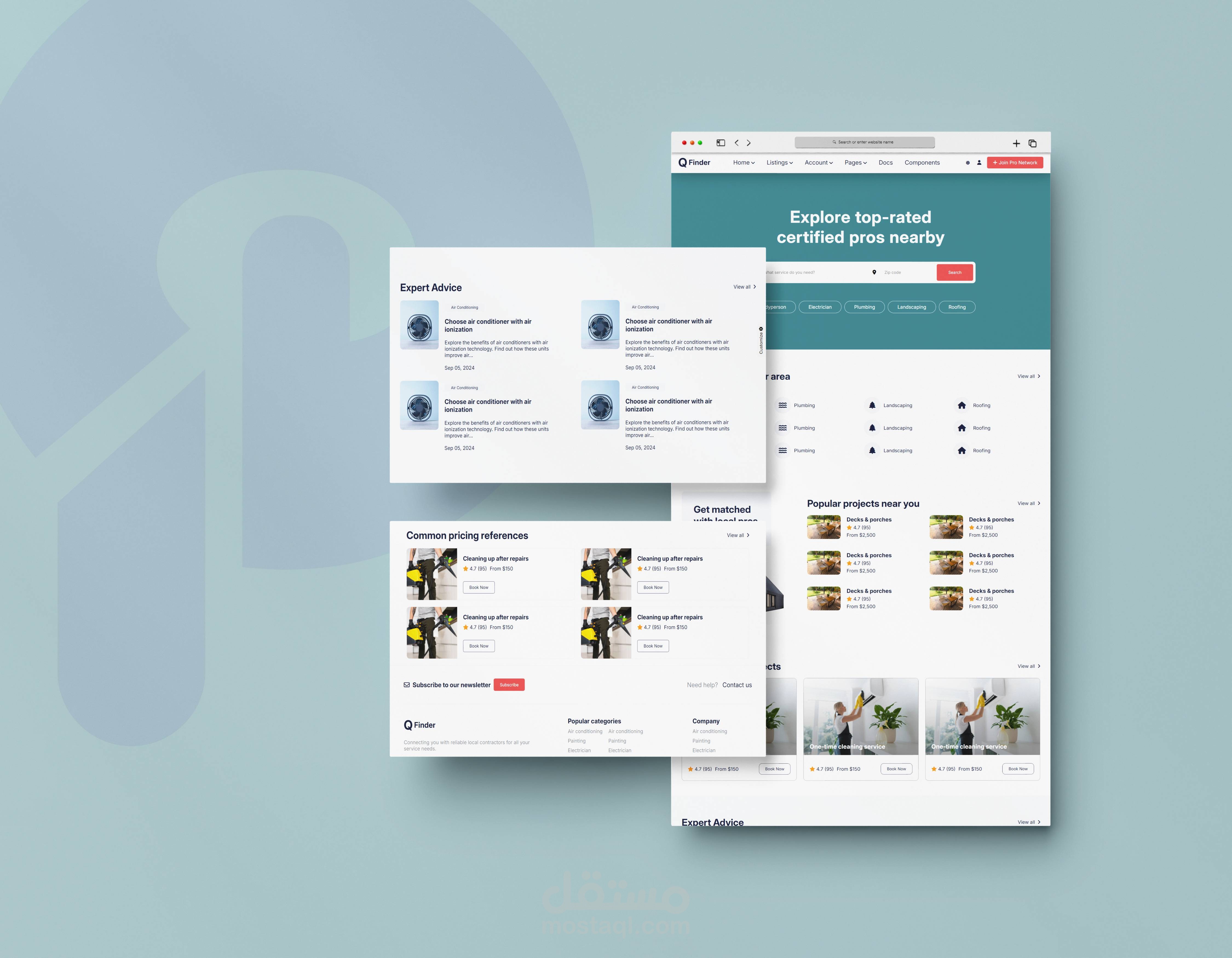 تطوير واجهة لموقع Q-Finder