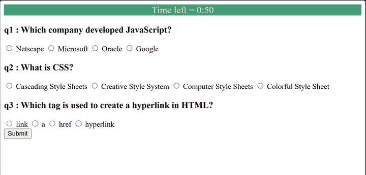 لعبة أسئلة ب javascript