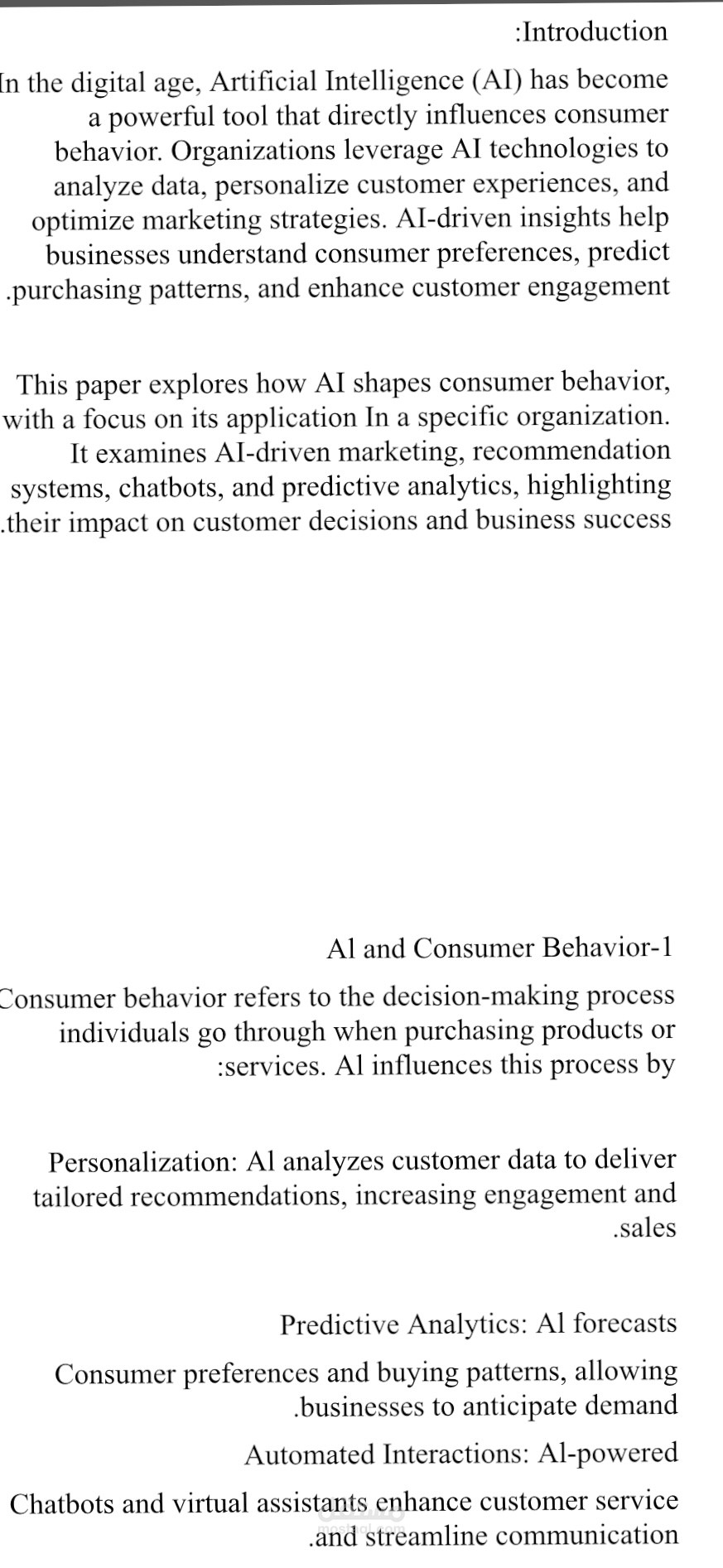 The role of artificial intelligence on shaping consumer behavior applying on an organization