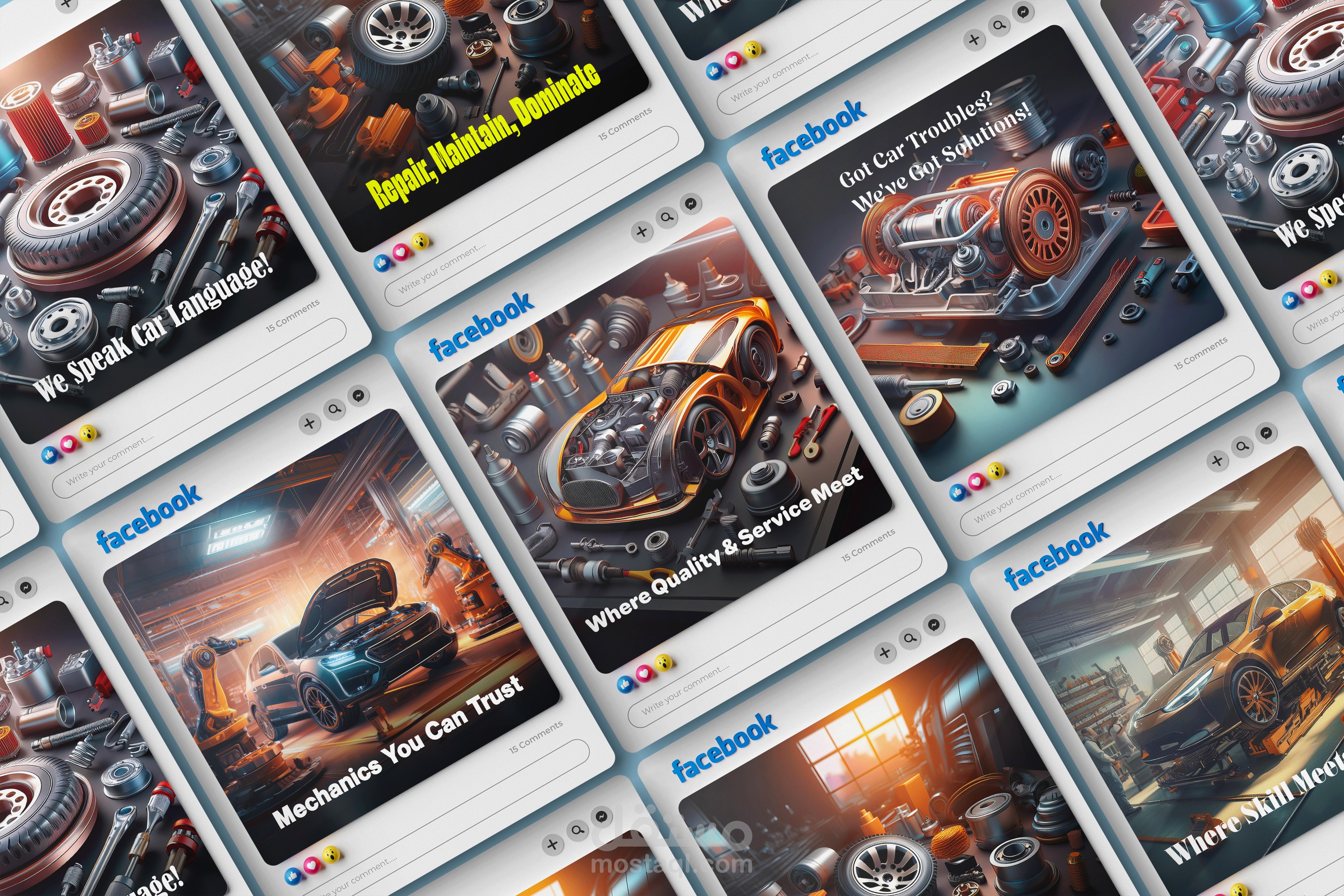 تصميم سوشيال ميديا لصيانة السيارات Social Media Design for Car Maintenance