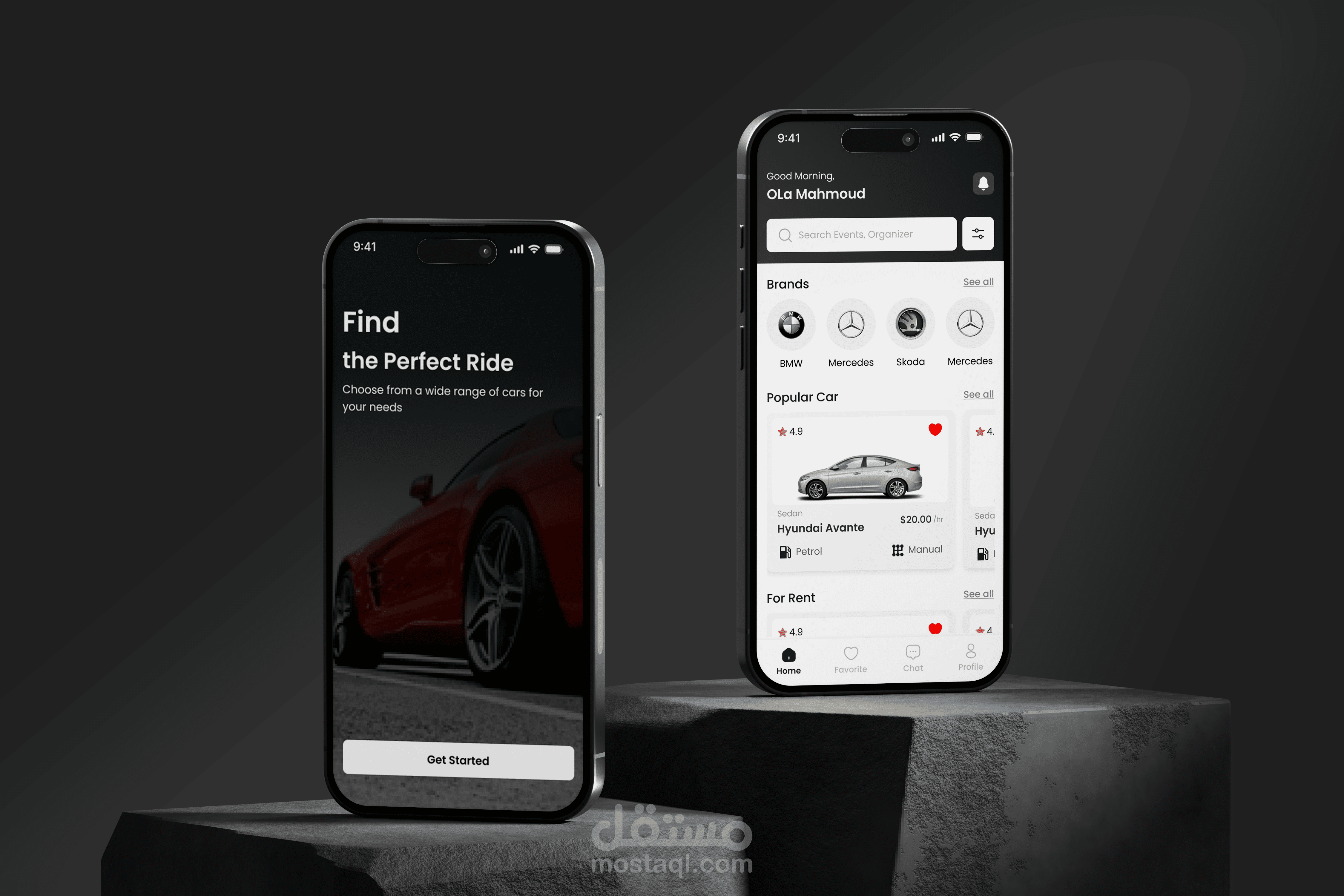 تطبيق موبايل لتأجير السيارات – Car Renting Mobile App