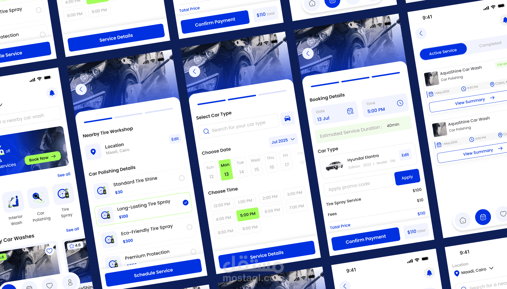 تصميم تطبيق غسيل سيارات مع نظام حجوزات وجدولة مواعيد- Car Wash App