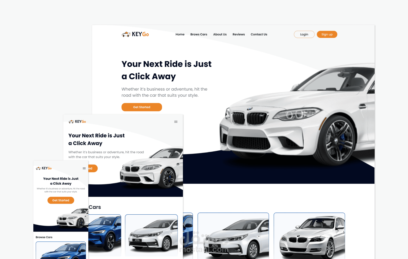 تصميم صفحة هبوط متجاوبة على جميع الأجهزة لتأجير السيارات – KeyGo Responsive Car Rental Landing Page