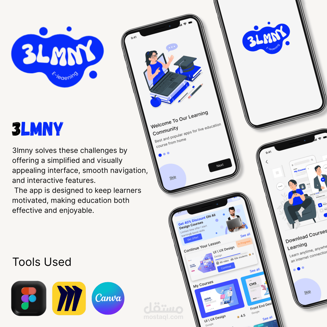 E-learning App (3LMNY) – UI/UX Design
