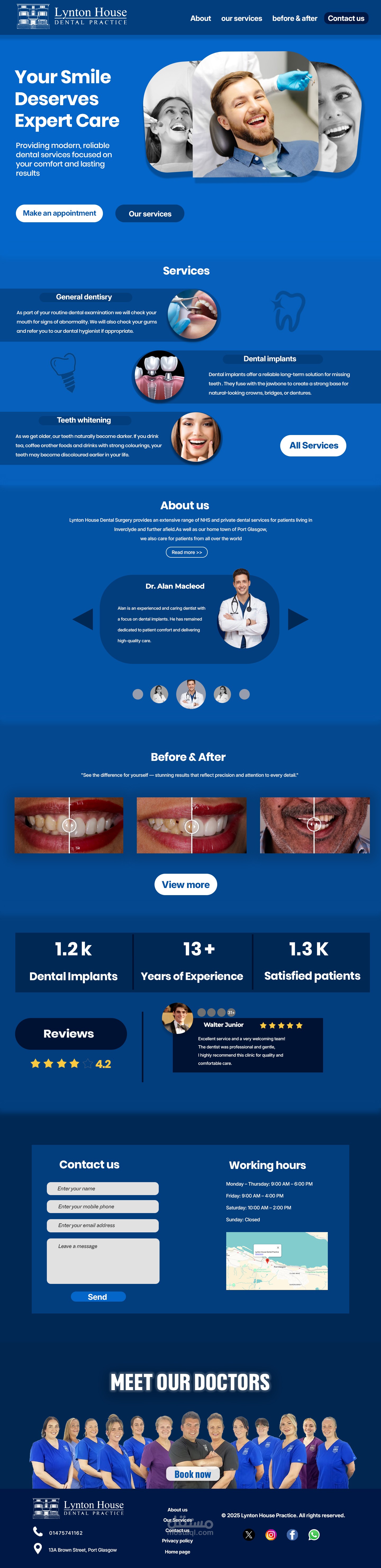تصميم موقع لعيادة طب اسنان