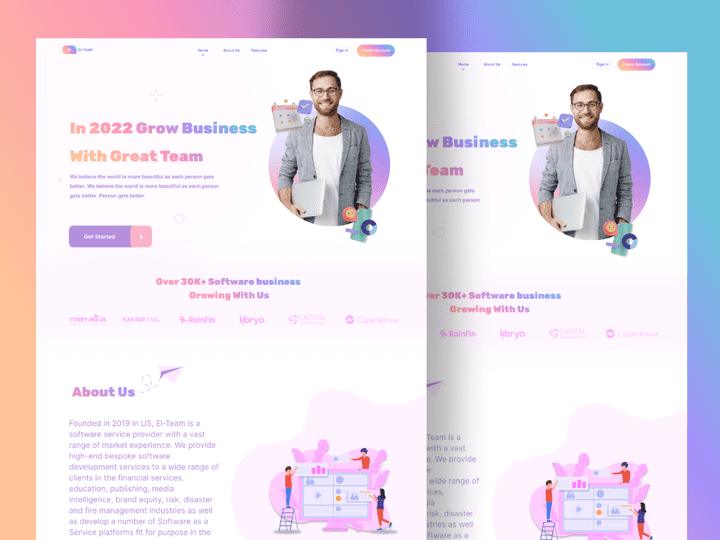 Website design: landing page home page UI