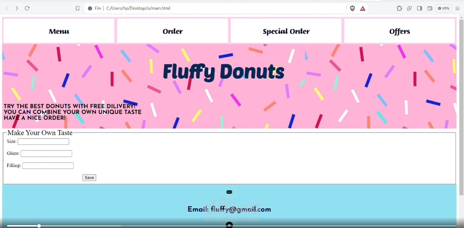 Website for Ordering Donuts