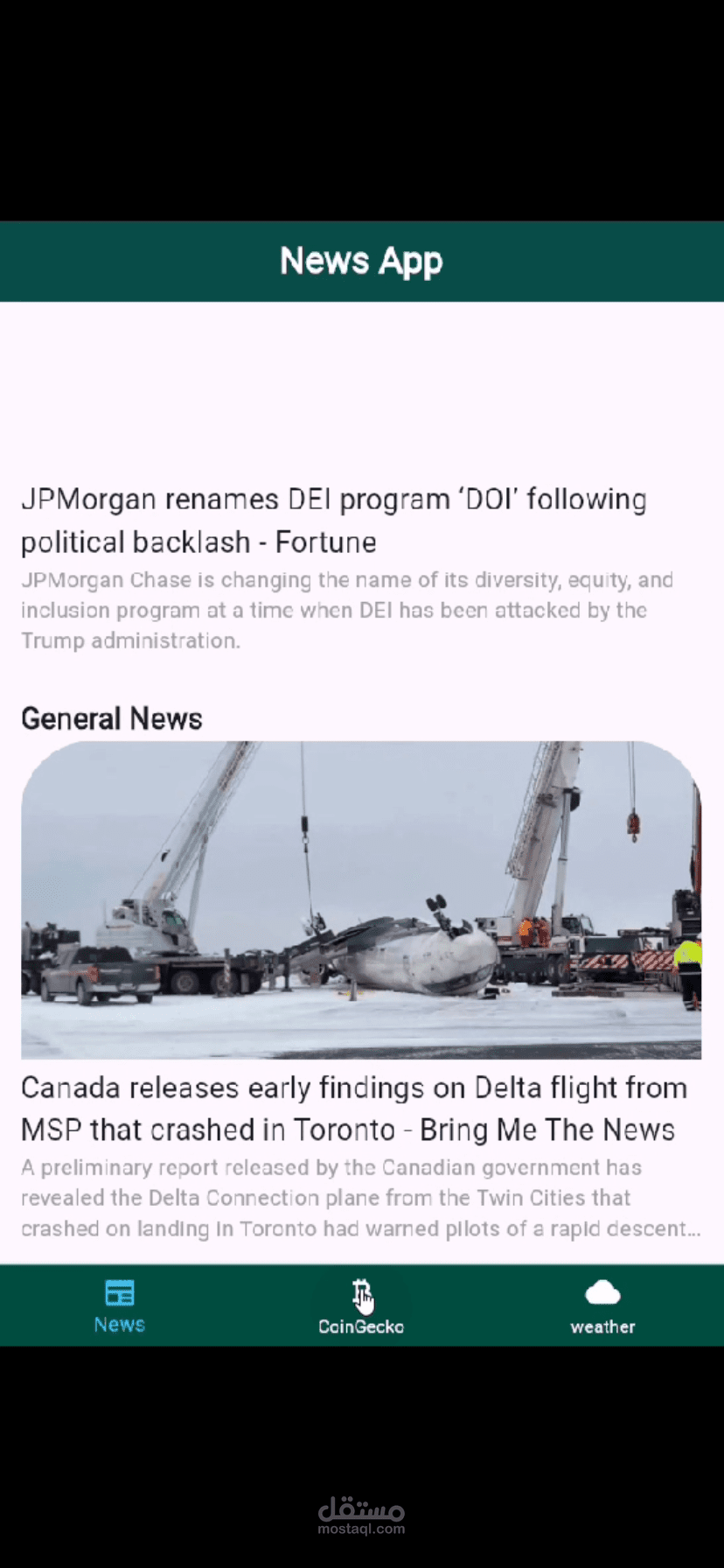 News, Weather & Crypto App (Flutter + APIs)