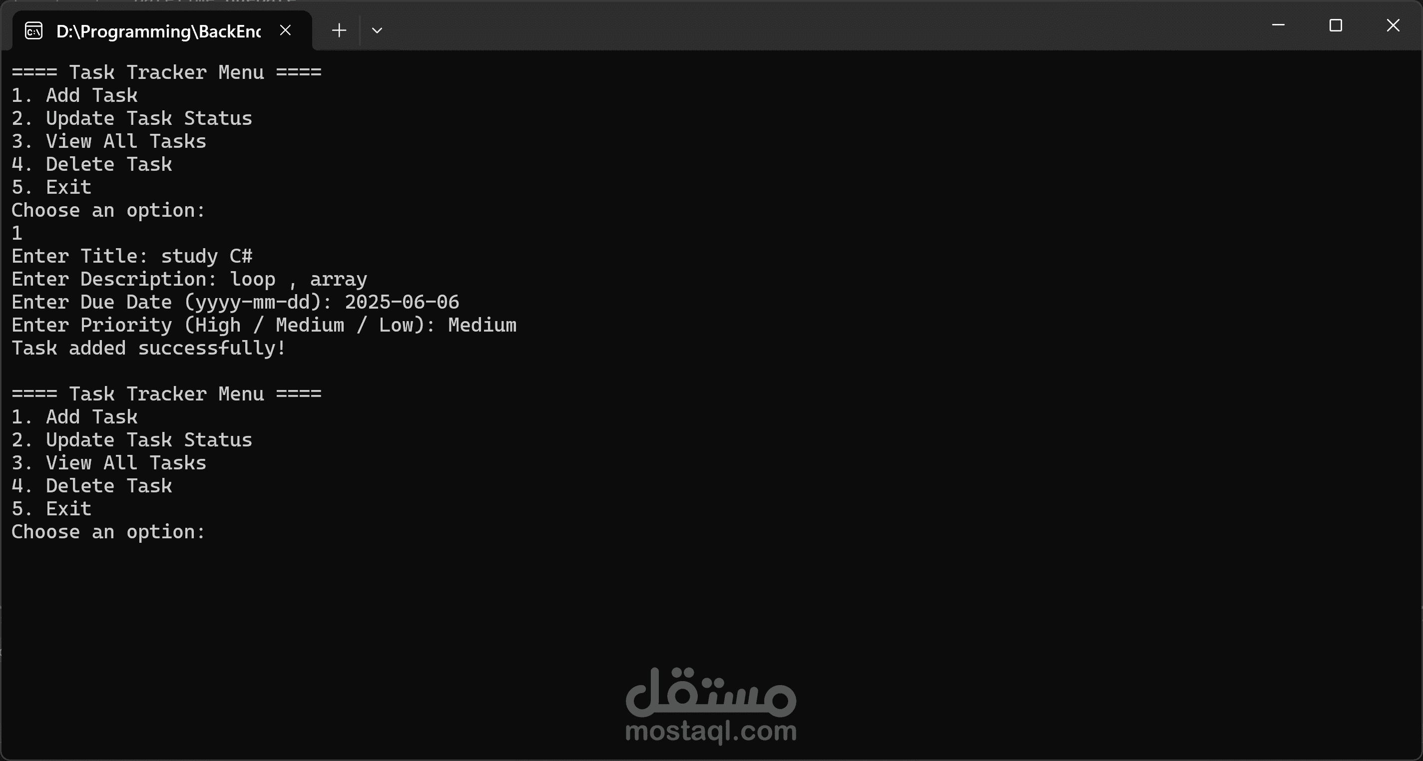 #Task Tracker project using C