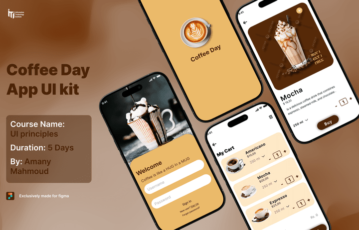 "تصميم تطبيق Coffee Day لطلب القهوة باستخدام Figma"