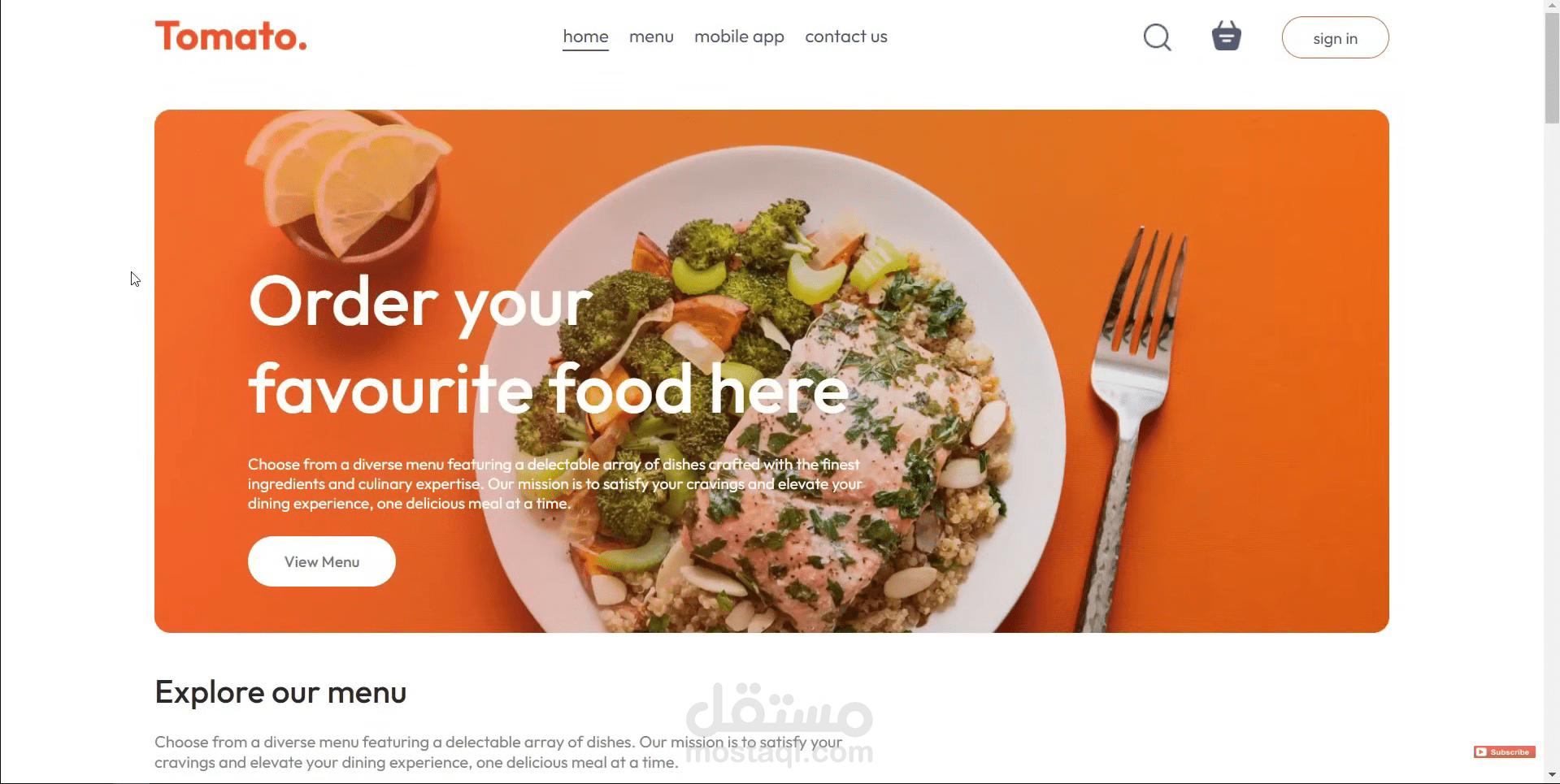 Front-End Developer — Restaurant Website (React.js)