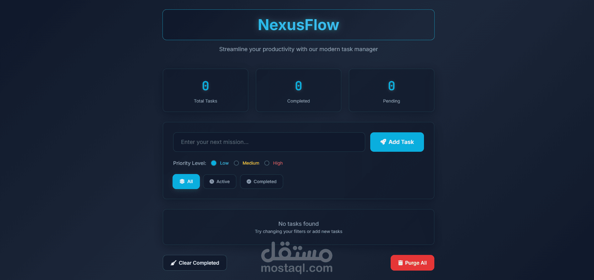 بناء مشروع NexusFlow: تطبيق ويب حديث لإدارة الوقت والمهام