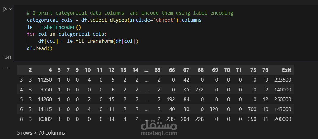 عمل Enable Encoding for categorical data  في مشروع Machine Learning