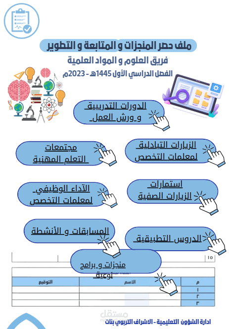 حصر منجزات والمتابعة والتطوير