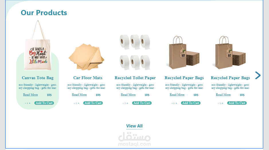 products section ecommerce website