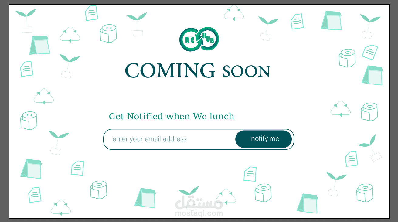 coming soon page for recycled project website design